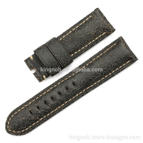 24mm Handmade calf leather wrist watch straps genuine calf leather watchband supplier for panerai watch strap